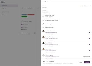 A screen where user check the attendence of TM event.