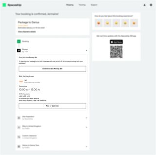 UI of confirmation page