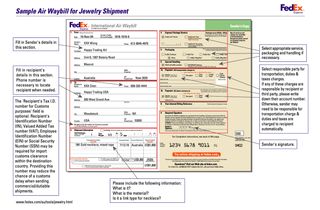 A sample of shipping form