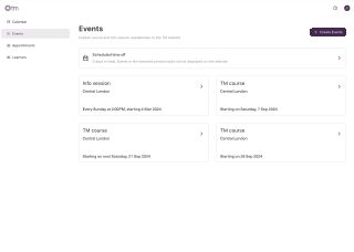 A screen where user manage their availability for various types of published events.
